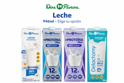 Leche Dos Pinos 946ml – 0% Grasa / Descremada con Proteína / Sin Lactosa + Proteína / Semi Descremada 2%